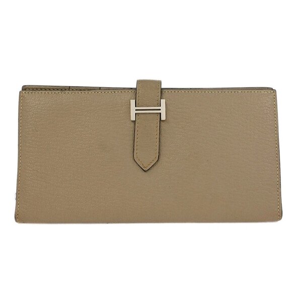 Hermes Gris Tourterelle Mysore Bearn Soufre Bifold Long Wallet - Picture 1 of 8